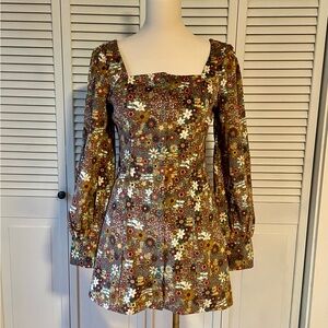 Cider Floral Patchwork Mini Dress
